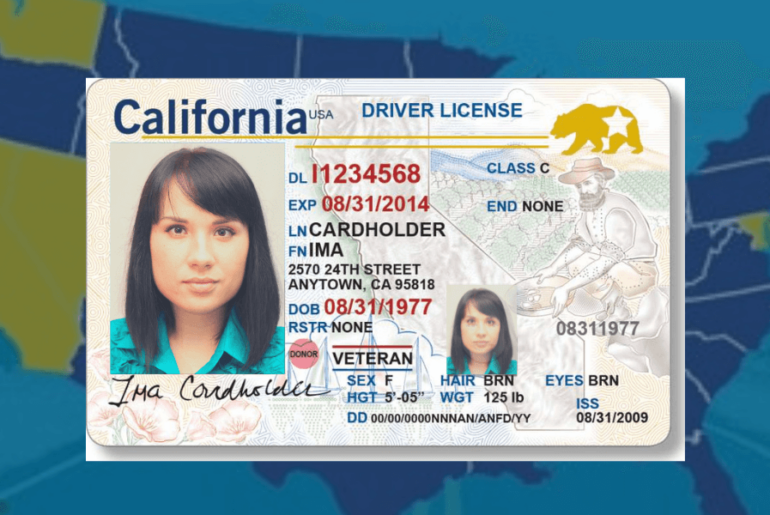 young woman's california license