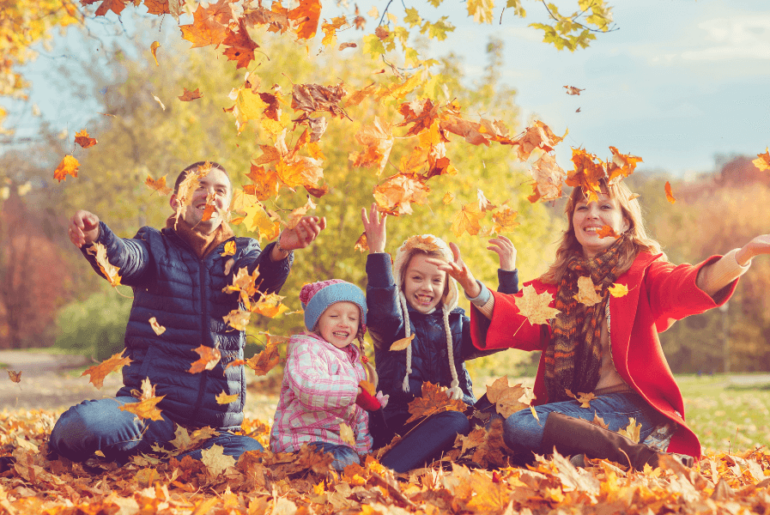 family playing outdoors in autumn - Prepare for fall and winter