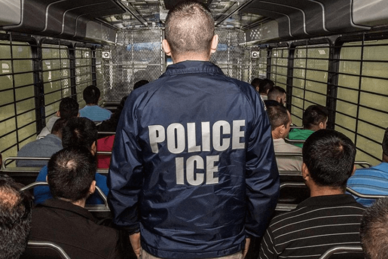 ICE agent on bus - Anti-immigrant states